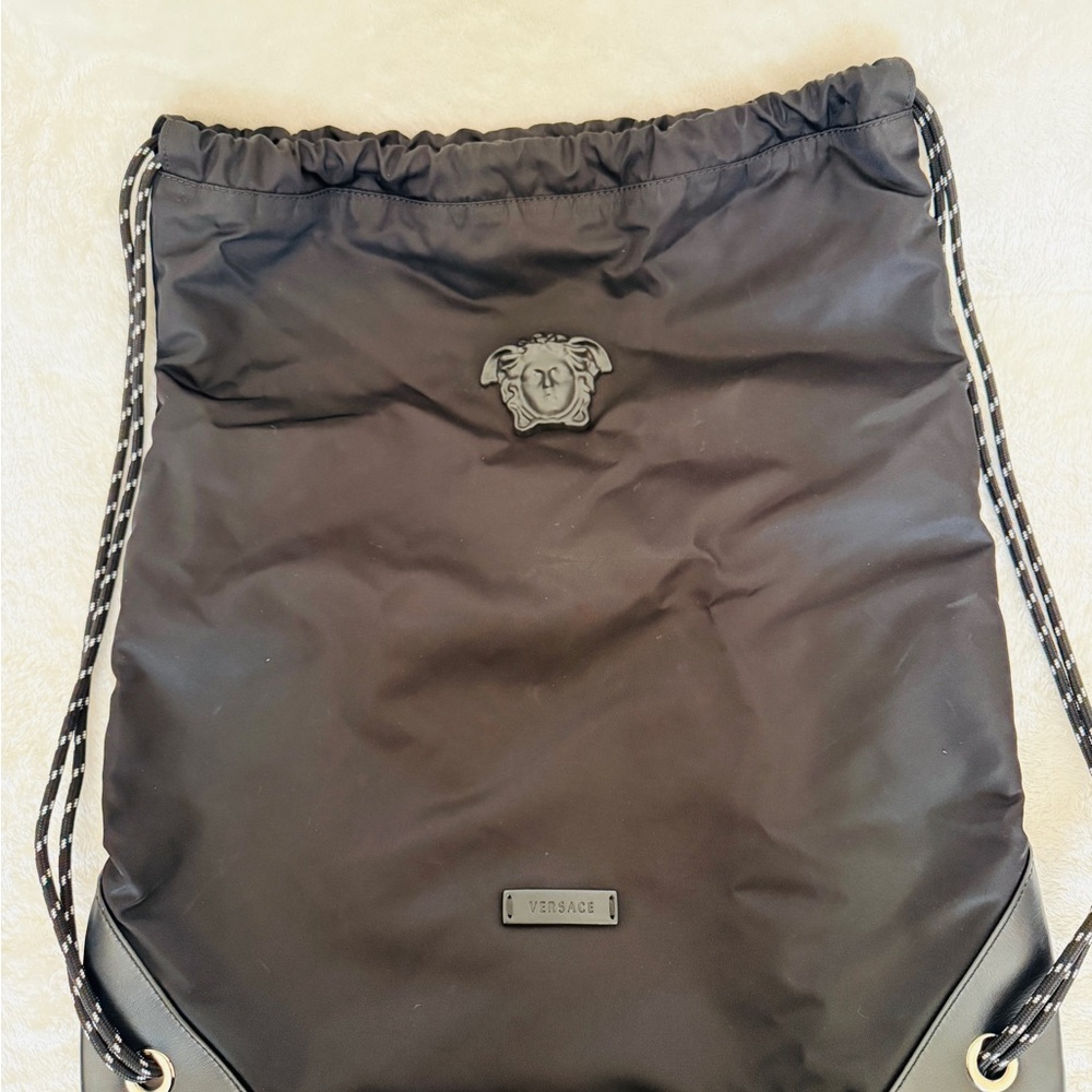 Versace Black Nylon Drawstring Backpack - image 1